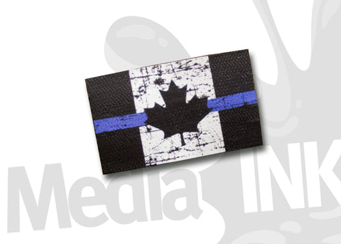 Drapeau Canada Ligne Bleu Affligé | Distressed Thin Blue Line Canada Flag
